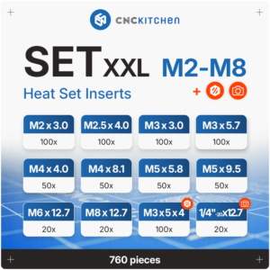 Zestaw wkładek gwintowanych XXL (760szt) CNC Kitchen